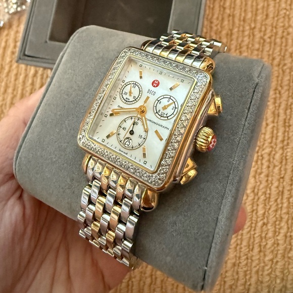 Michele Watch Deco Diamond Chronograph Two Tone - Picture 7 of 12
